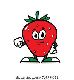 Cartoon Pointing Strawberry Character