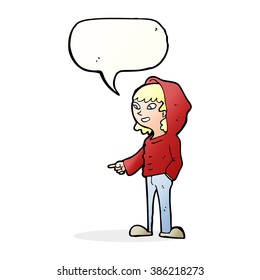 cartoon pointing teenager with speech bubble