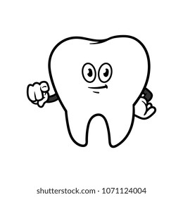Cartoon Pointing Tooth Character