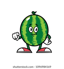 Cartoon Pointing Watermelon Character
