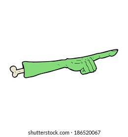 caricatura apuntando a un brazo zombi
