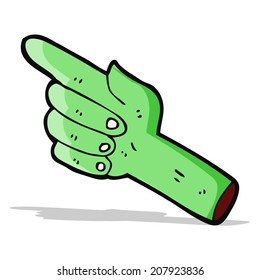 caricatura apuntando a la mano zombi
