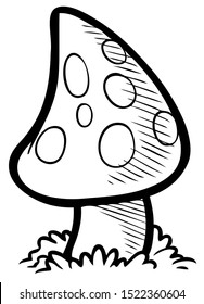 Cartoon  poison fly agaric mushroom with doted had. Isolated on white background.  Vector illustration.