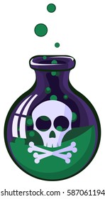 Cartoon poison jar, vector illustration, vertical, isolated
