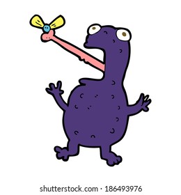 cartoon poisonous frog catching fly