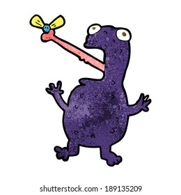 cartoon poisonous frog catching fly