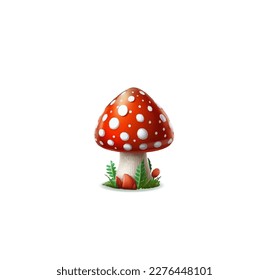Cartoon poisonous mushroom fly agaric on a white background. Vector illustration
