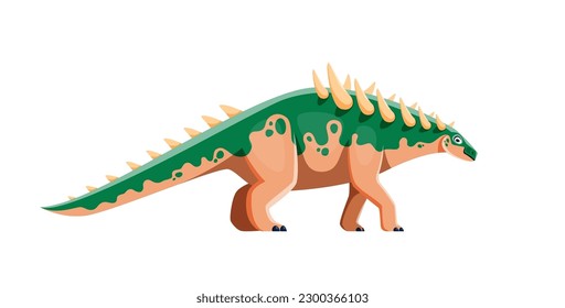 Cartoon Polacanthus dinosaur character. Prehistoric creature or lizard, extinct reptile or dinosaur isolated vector cute personage. Cretaceous era wildlife herbivore armored beast with spikes on back