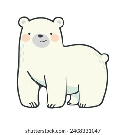 Cartoon polar bear character doodle vetor