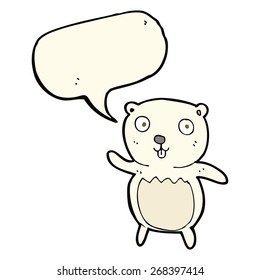 cartoon polar bear cub with speech bubble