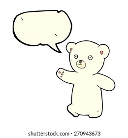 cartoon polar bear cub with speech bubble