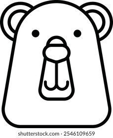 A cartoon polar bear with eyes and a nose