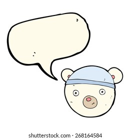 cartoon polar bear face with speech bubble