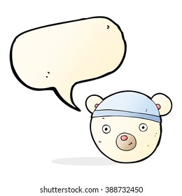 cartoon polar bear face with speech bubble