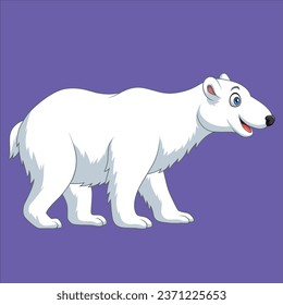 Cartoon polar bear isolated animal character design illustration