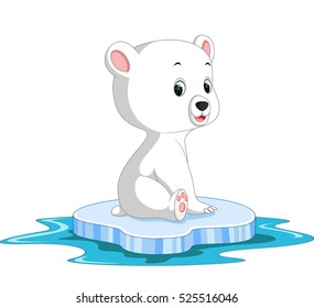 Cartoon Polar Bear On Ice Stock Vector (Royalty Free) 525516028