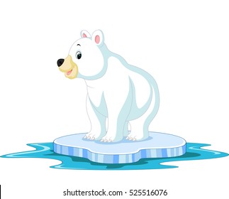 cartoon Polar bear on ice