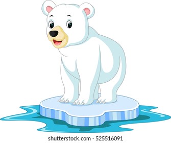 Cartoon Polar Bear On Ice Stock Vector (Royalty Free) 525516091 ...