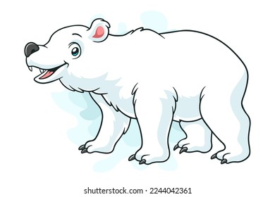 Cartoon polar bear on white background