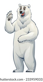 Cartoon polar bear waving hand. Vector illustration isolated on white background