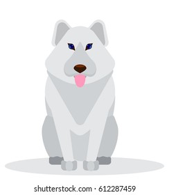 Cartoon polar smile fur dog. Isolated