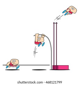 Cartoon pole vaulter. The three different states are on separate layers, in case you only want to use one of them.