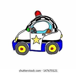 A cartoon police car. 