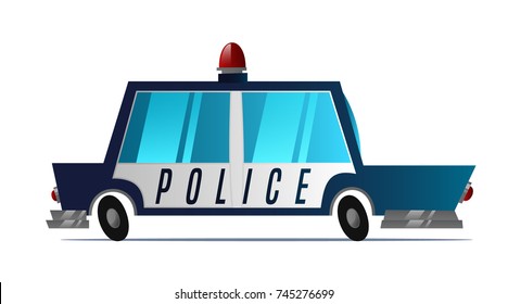 Cartoon police car  . Flat vector illustration . Vehicle concept