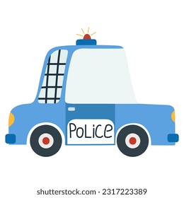 Cartoon police car. Vector illustration on a white background.