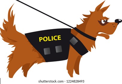 Cartoon police dog detecting drugs or explosives, EPS 8 vector illustration