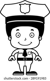 A cartoon police officer boy smiling.
