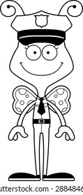 A cartoon police officer butterfly smiling.