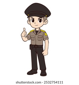 Cartoon Policial dando Polegar