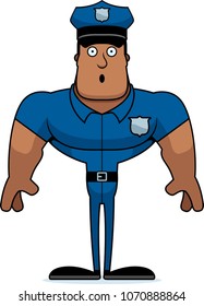 A cartoon police officer looking surprised.
