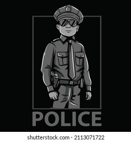 Cartoon Police Officer, Policeman, Isolated. Vector Illustration