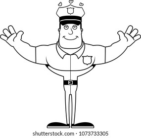 A cartoon police officer ready to give a hug.
