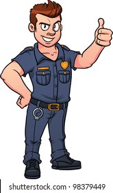 Cartoon police officer. Vector illustration with simple gradients. All in a single layer.