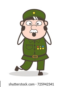 Cartoon Police Scared Face Vector Illustration