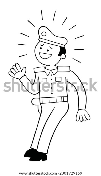 Cartoon Police Scared Vector Illustration Black Stock Vector (Royalty ...