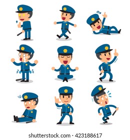 Cartoon policeman character poses