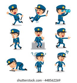 Cartoon policeman character poses