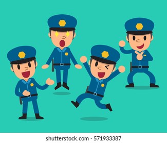 Cartoon policeman character poses