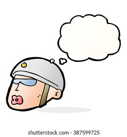 cartoon policeman head with thought bubble