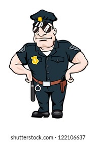 Cartoon policeman for law concept. Vector illustration