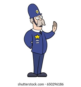 policía de caricaturas haciendo gesto de paro
