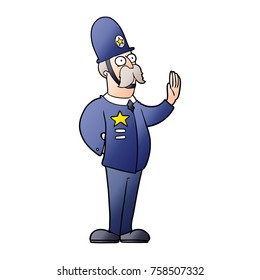 policía de caricaturas haciendo gesto de paro