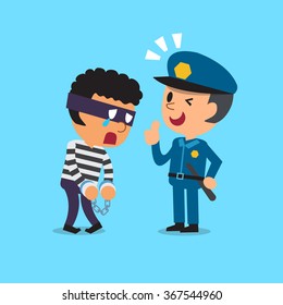 Cartoon policeman and thief