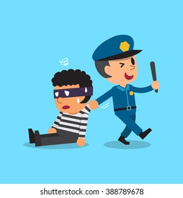 Cartoon policeman and thief