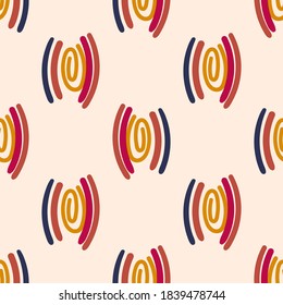 Dibujo de polika punto abstracto patrón geométrico sin costuras. Fondo de mosaico geográfico. Papel envoltorio infinito de fantasía con diferentes formas. Textura creativa. Ilustración vectorial.   