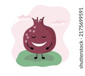 Cartoon pomegranate 
in flat style. Vector illustration 